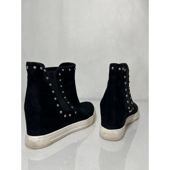 Aldo Shoes Ankle High Heels Black Suede Studded Womens Shoes 8 38.5 Platforms - Picture 4 of 11